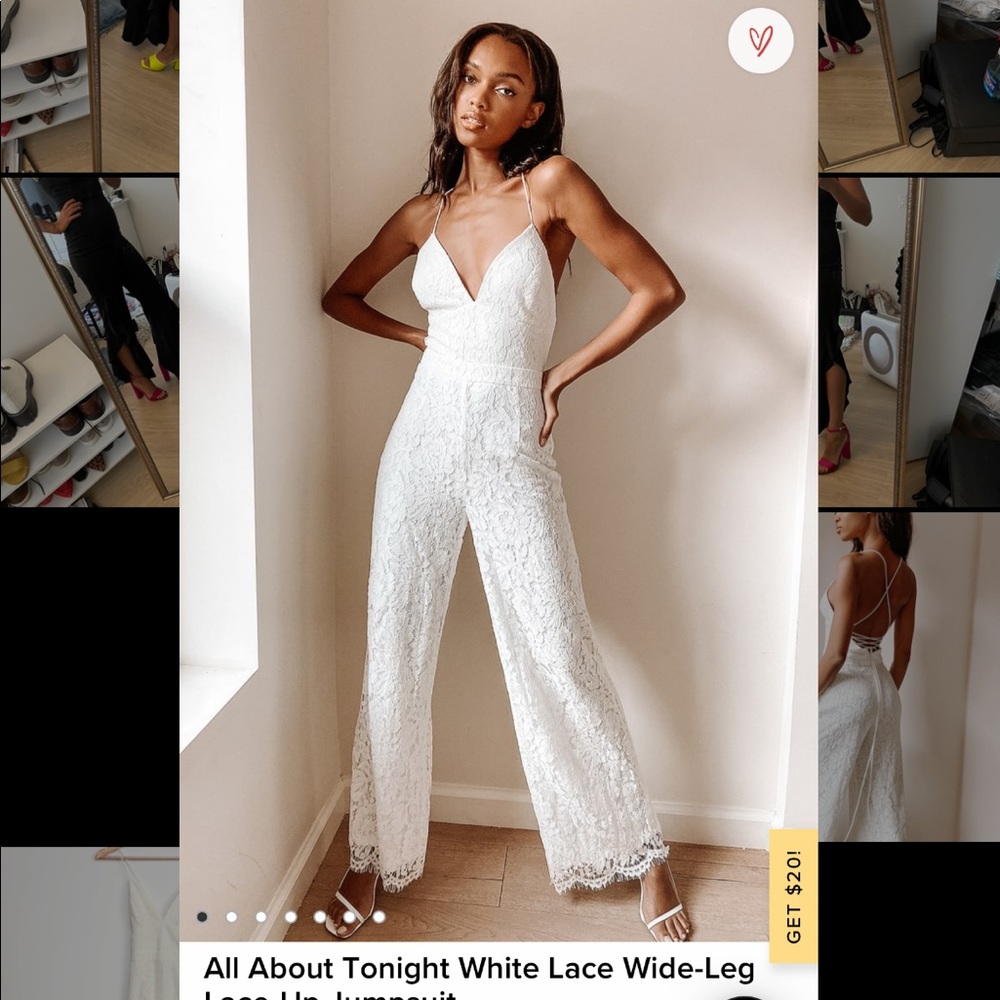 All About Tonight White Lace Wide Leg Lace-Up Jumpsuit